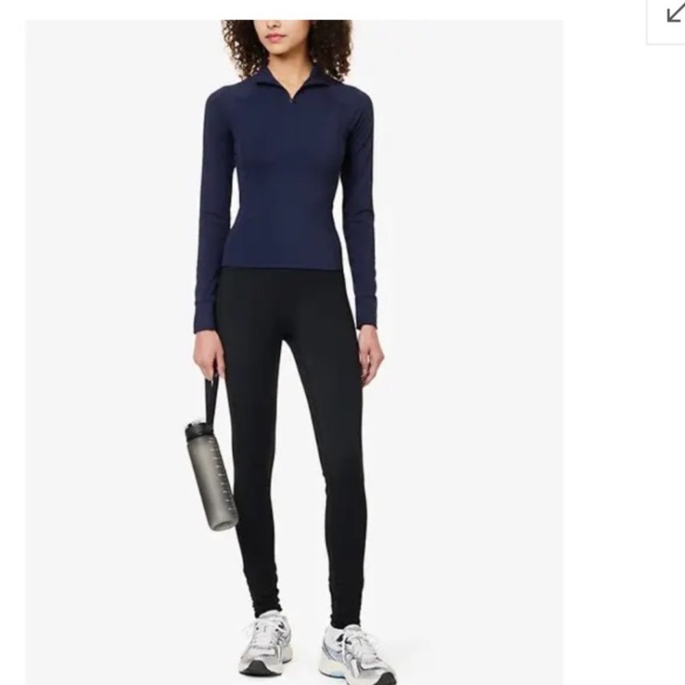 Adanola Navy Blue Quarter Zip Long Sleeve Stretch Recycled Polyamide Top Medium